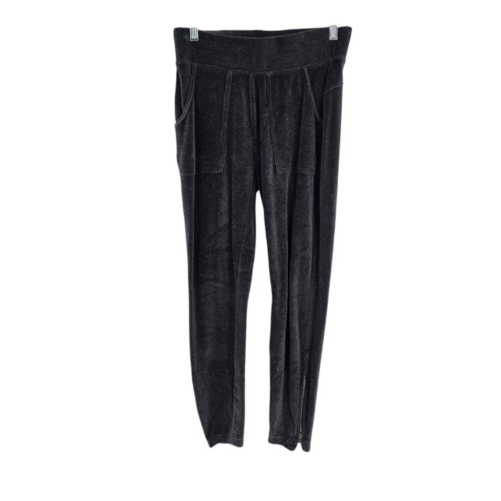 ATHLETA Dark Gray Velour Pull On Ankle Zipper Joggers w/Pockets Women's Sz XS